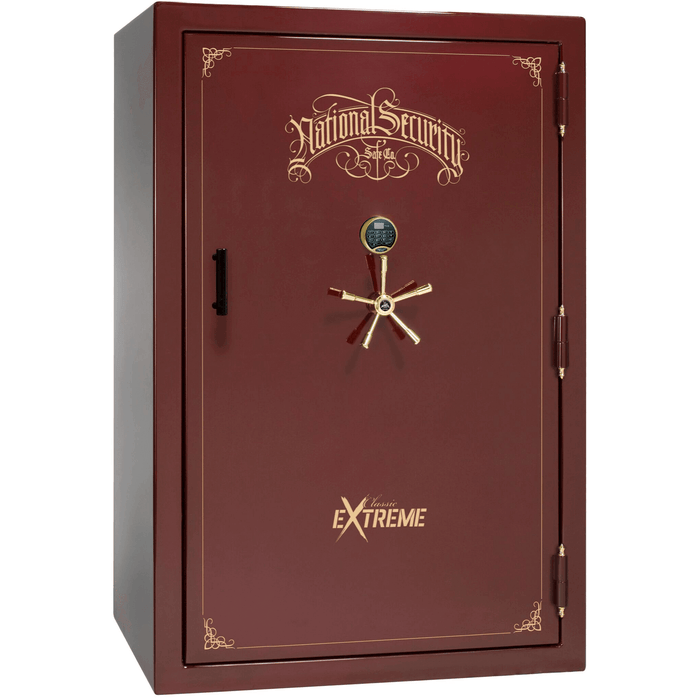 Classic Select Extreme | 60 | Level 6 Security | 90 Minute Fire Protection | Burgundy Gloss | Brass Electronic Lock | 72.5"(H) x 50"(W) x 32"(D)