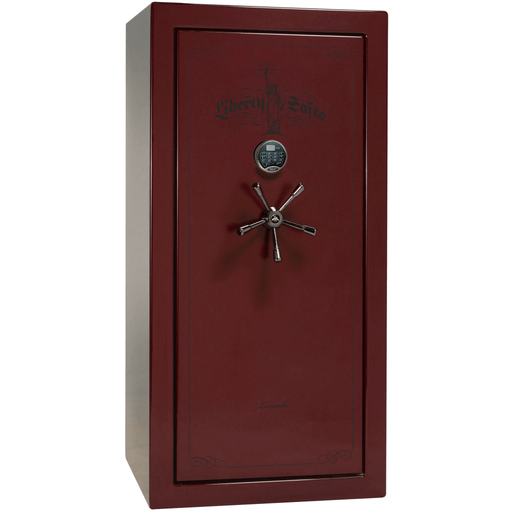 Lincoln | 25 | Level 5 Security | 110 Minute Fire Protection | Burgundy Gloss | Black Electronic Lock | 60.5"(H) x 30"(W) x 28.5"(D)