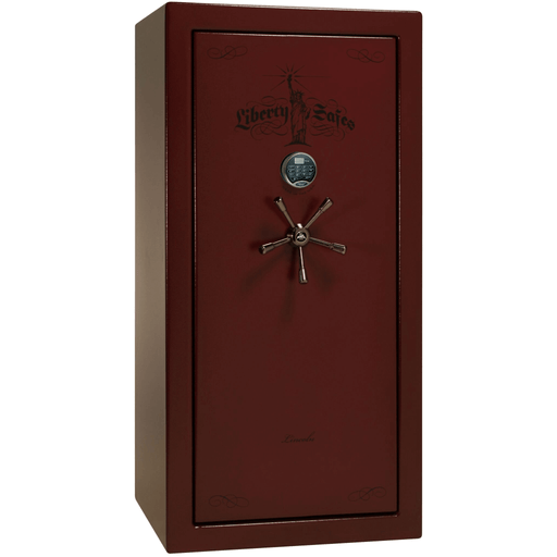Lincoln | 25 | Level 5 Security | 110 Minute Fire Protection | Burgundy | Black Electronic Lock | 60.5"(H) x 30"(W) x 28.5"(D)