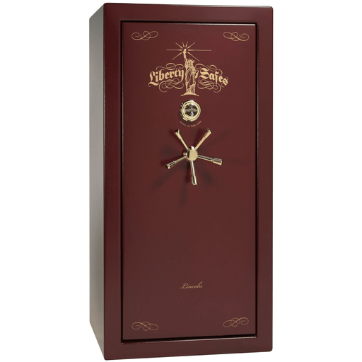 Lincoln | 25 | Level 5 Security | 110 Minute Fire Protection | Burgundy | Brass Mechanical Lock | 60.5"(H) x 30"(W) x 28.5"(D)