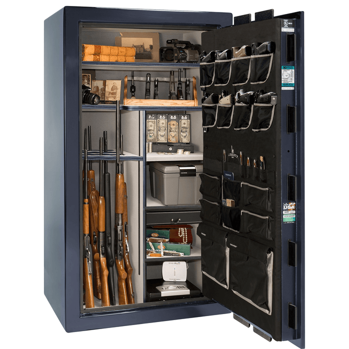 Lincoln | 40 | Level 5 Security | 110 Minute Fire Protection | Blue Gloss | Chrome Electronic Lock | 66.5"(H) x 36"(W) x 32"(D)