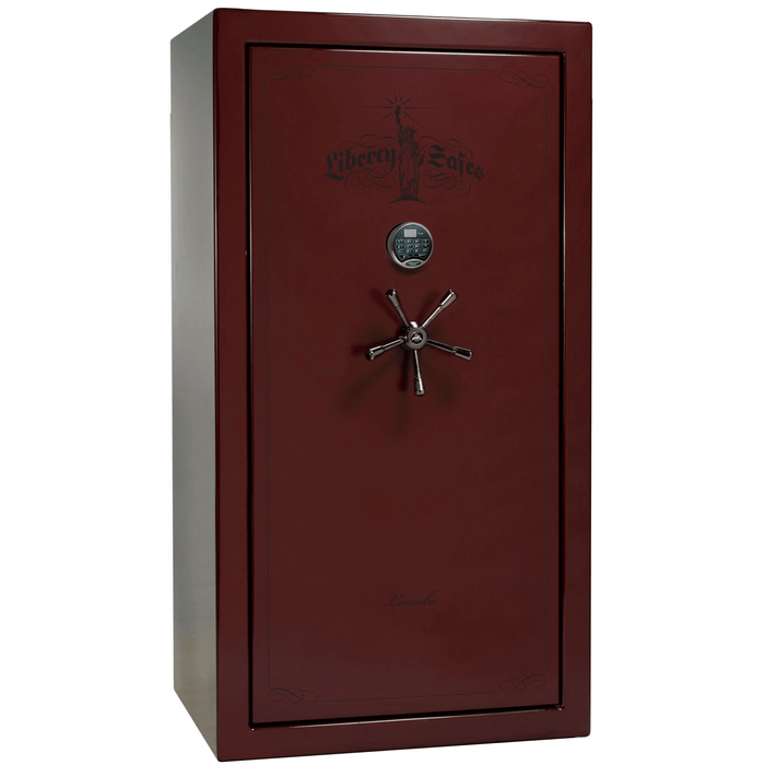 Lincoln | 40 | Level 5 Security | 110 Minute Fire Protection | Burgundy Gloss | Black Electronic Lock | 66.5"(H) x 36"(W) x 32"(D)