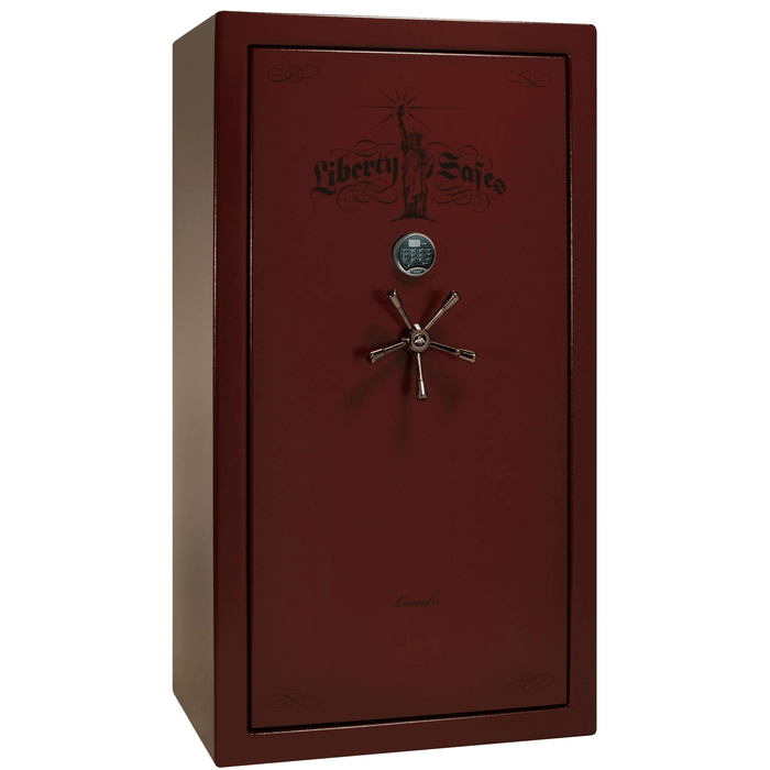 Lincoln | 40 | Level 5 Security | 110 Minute Fire Protection | Burgundy | Black Electronic Lock | 66.5"(H) x 36"(W) x 32"(D)