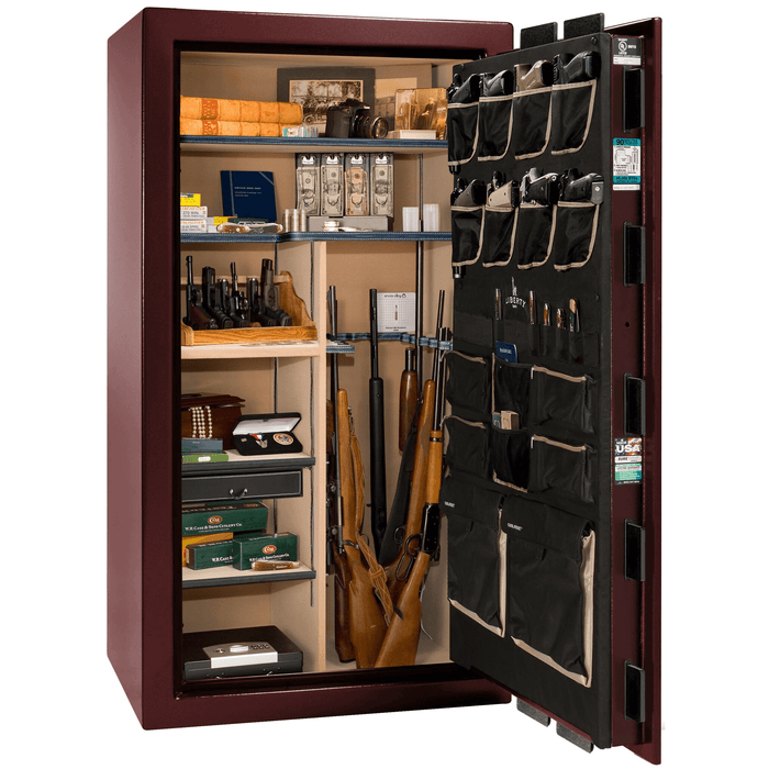 Lincoln | 40 | Level 5 Security | 110 Minute Fire Protection | Burgundy | Black Mechanical Lock | 66.5"(H) x 36"(W) x 32"(D)