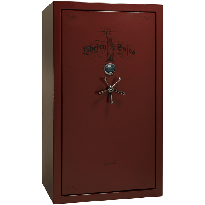 Lincoln | 50 | Level 5 Security | 110 Minute Fire Protection | Burgundy | Black Electronic Lock | 72.5"(H) x 42"(W) x 32"(D)