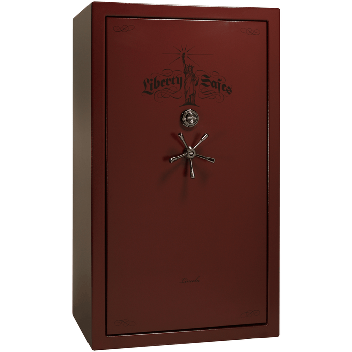 Lincoln | 50 | Level 5 Security | 110 Minute Fire Protection | Burgundy | Black Mechanical Lock | 72.5"(H) x 42"(W) x 32"(D)