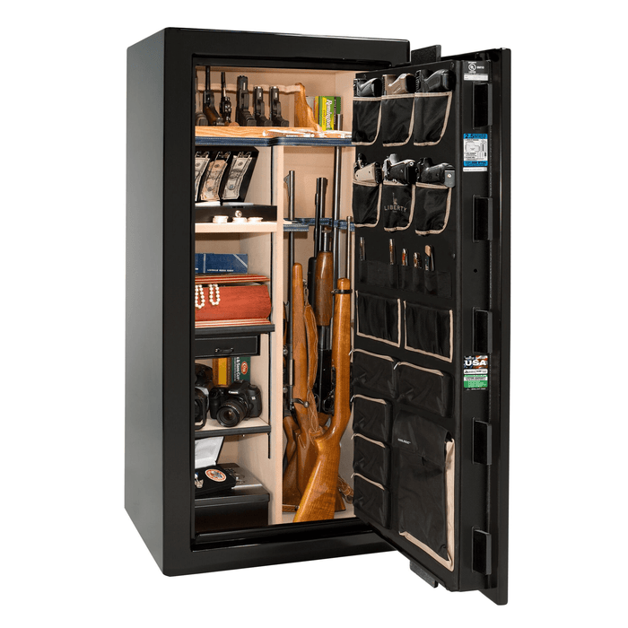 Magnum | 25 | Level 8 Security |  2.5 Hours Fire Protection | Black Gloss | Brass Electronic Lock | 60.5"(H) x 30"(W) x 29"(D)