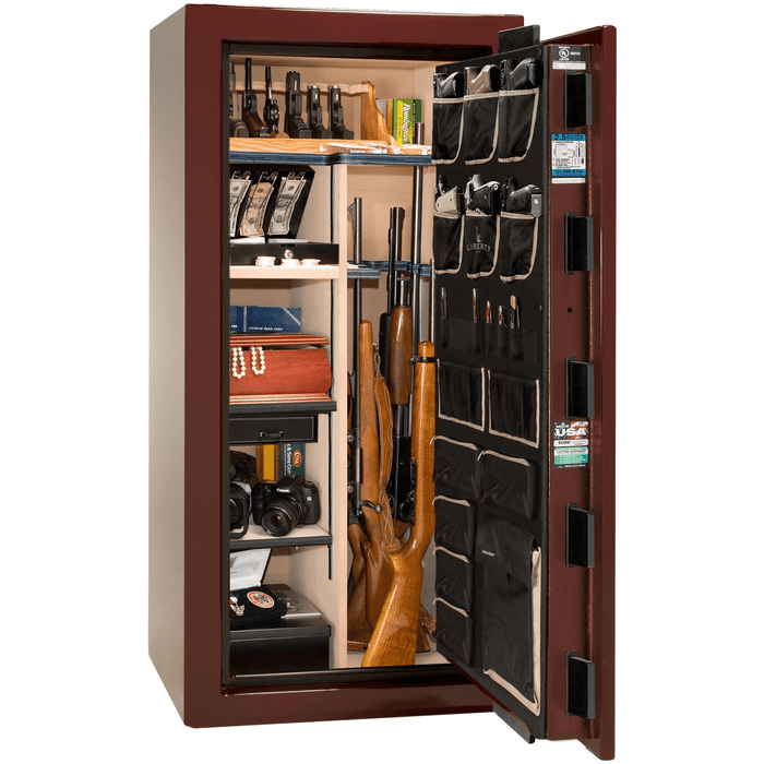 Magnum | 25 | Level 8 Security |  2.5 Hours Fire Protection | Burgundy Gloss | Brass Electronic Lock | 60.5"(H) x 30"(W) x 29"(D)