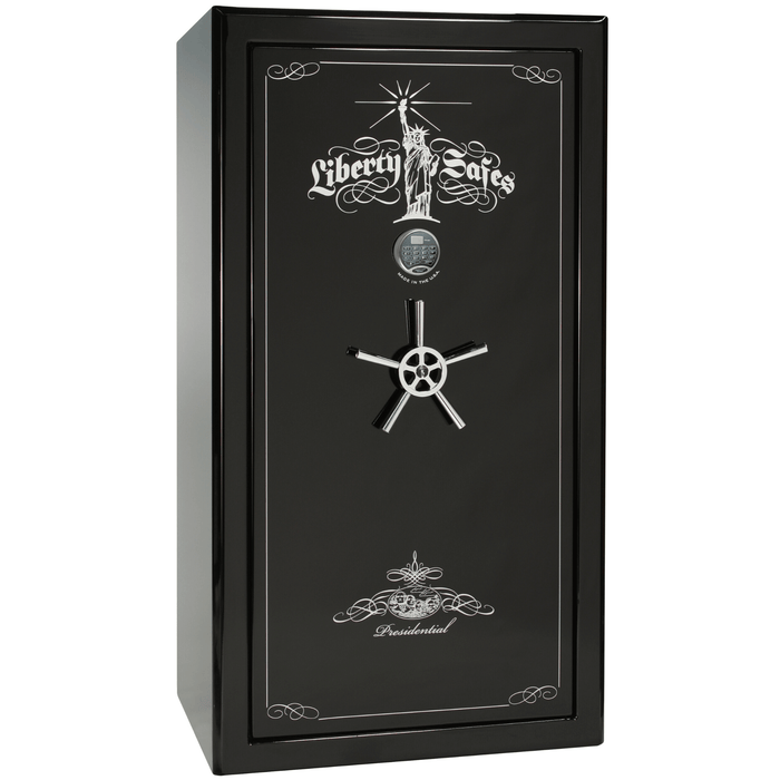 Presidential | 40 | Level 8 Security |  2.5 Hours Fire Protection | Black Gloss | Chrome Electronic Lock | 65.5"(H) x 36"(W) x 32"(D)