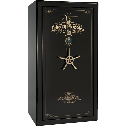 Presidential | 40 | Level 8 Security |  2.5 Hours Fire Protection | Black Gloss | Brass Electronic Lock | 65.5"(H) x 36"(W) x 32"(D)