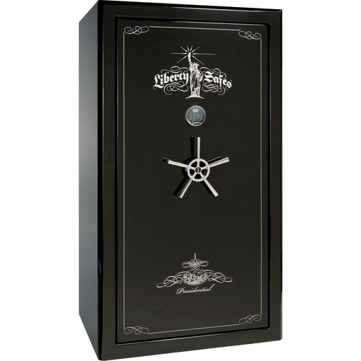 Presidential | 50 | Level 8 Security |  2.5 Hours Fire Protection | Black Gloss | Chrome Electronic Lock | 72.5"(H) x 42"(W) x 32"(D)