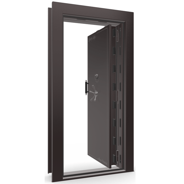 Vault Door Right Inswing | Black Cherry Gloss | Black Electronic Lock | 81-85"(H) x 27-42"(W) x 7-10"(D)