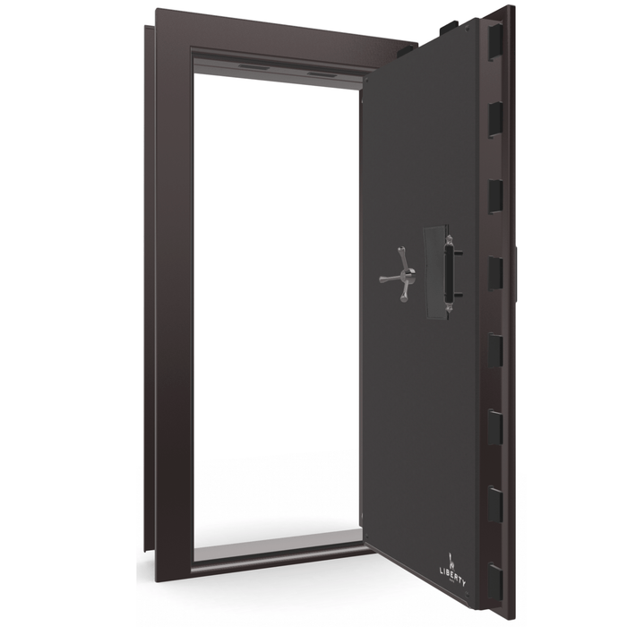 Vault Door Right Outswing | Black Cherry Gloss | Black Mechanical Lock | 81-85"(H) x 27-42"(W) x 7-10"(D)