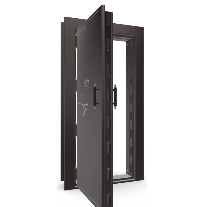 Vault Door Left Outswing | Black Cherry Gloss | Black Mechanical Lock | 81-85"(H) x 27-42"(W) x 7-10"(D)