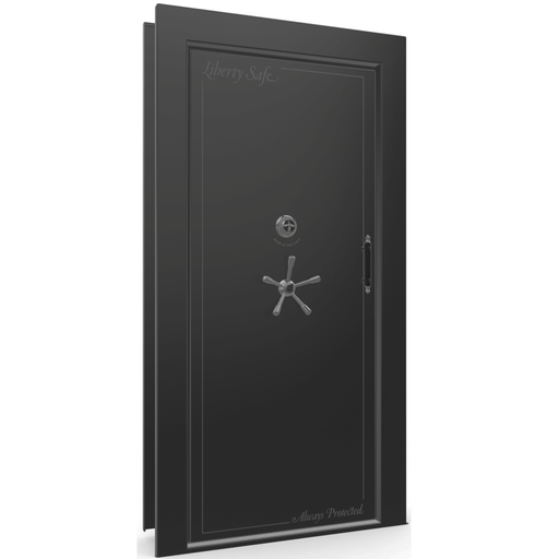 Vault Door Left Inswing | Black Gloss | Black Mechanical Lock | 81-85"(H) x 27-42"(W) x 7-10"(D)