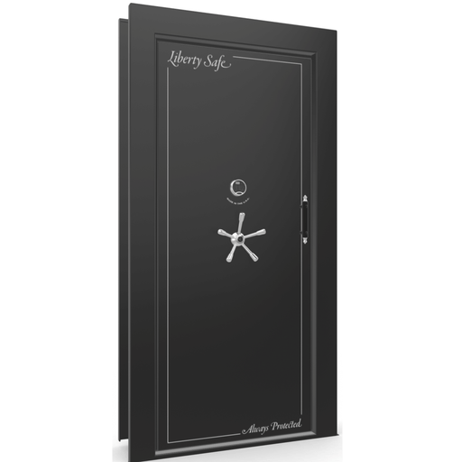 Vault Door Left Inswing | Black Gloss | Chrome Electronic Lock | 81-85"(H) x 27-42"(W) x 7-10"(D)