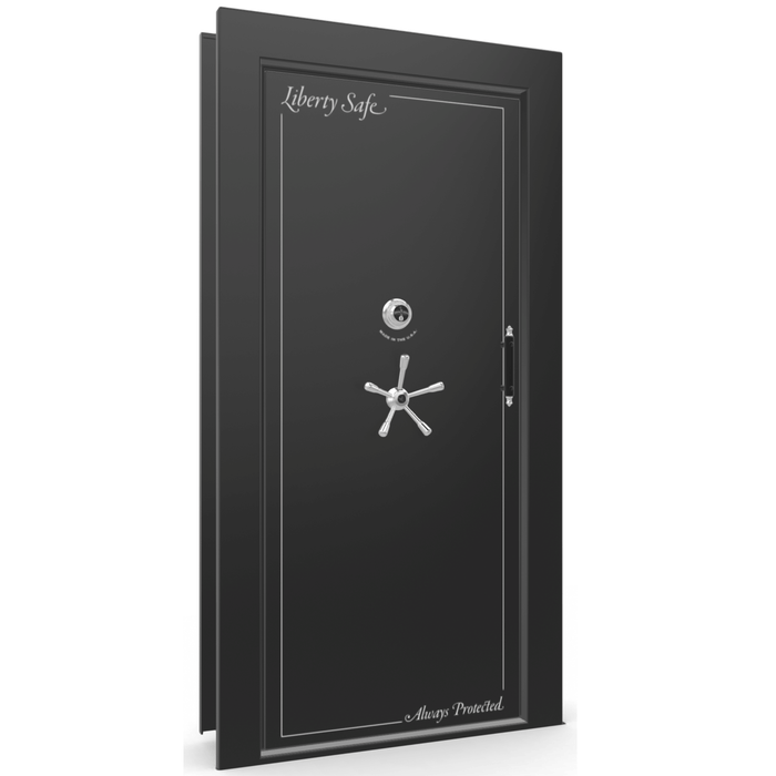 Vault Door Left Inswing | Black Gloss | Chrome Mechanical Lock | 81-85"(H) x 27-42"(W) x 7-10"(D)