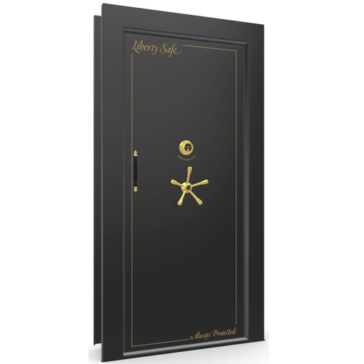 Vault Door Right Inswing | Black Gloss | Brass Mechanical Lock | 81-85"(H) x 27-42"(W) x 7-10"(D)