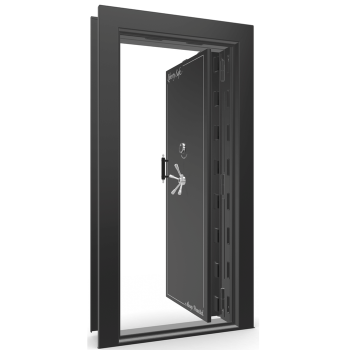Vault Door Right Inswing | Black Gloss | Chrome Electronic Lock | 81-85"(H) x 27-42"(W) x 7-10"(D)