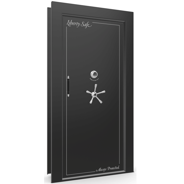 Vault Door Right Inswing | Black Gloss | Chrome Mechanical Lock | 81-85"(H) x 27-42"(W) x 7-10"(D)