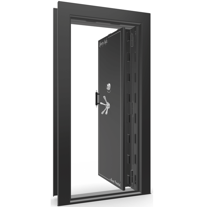 Vault Door Right Inswing | Black Gloss | Chrome Mechanical Lock | 81-85"(H) x 27-42"(W) x 7-10"(D)