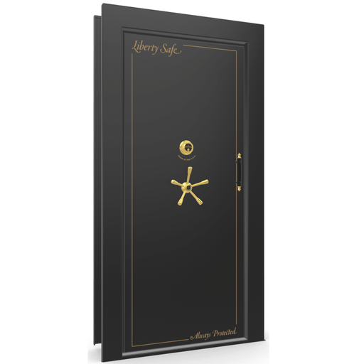 Vault Door Left Inswing | Black Gloss | Brass Mechanical Lock | 81-85"(H) x 27-42"(W) x 7-10"(D)