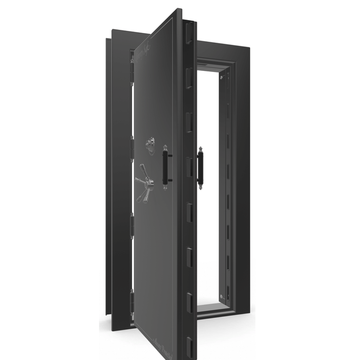 Vault Door Left Outswing | Black Gloss | Black Electronic Lock | 81-85"(H) x 27-42"(W) x 7-10"(D)