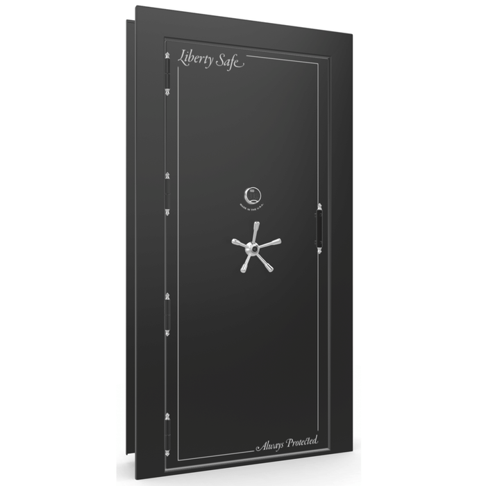 Vault Door Left Outswing | Black Gloss | Chrome Electronic Lock | 81-85"(H) x 27-42"(W) x 7-10"(D)