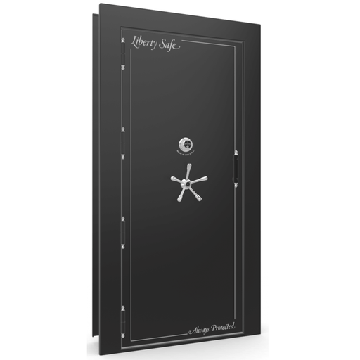 Vault Door Left Outswing | Black Gloss | Chrome Mechanical Lock | 81-85"(H) x 27-42"(W) x 7-10"(D)