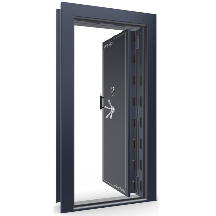 Vault Door Right Inswing | Blue Gloss | Chrome Mechanical Lock | 81-85"(H) x 27-42"(W) x 7-10"(D)