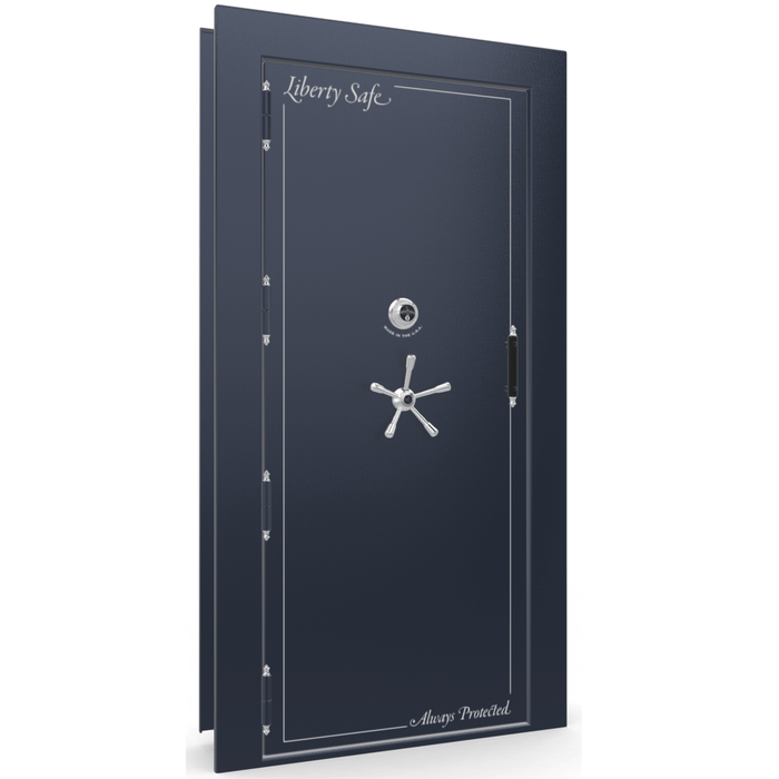 Vault Door Left Outswing | Blue Glosss | Chrome Mechanical Lock | 81-85"(H) x 27-42"(W) x 7-10"(D)