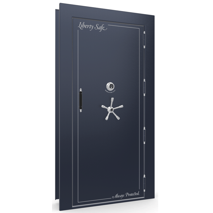 Vault Door Right Outswing | Blue Gloss | Chrome Mechanical Lock | 81-85"(H) x 27-42"(W) x 7-10"(D)