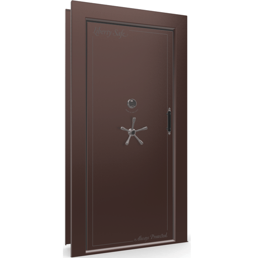 Vault Door Left Inswing | Burgundy | Black Electronic Lock | 81-85"(H) x 27-42"(W) x 7-10"(D)