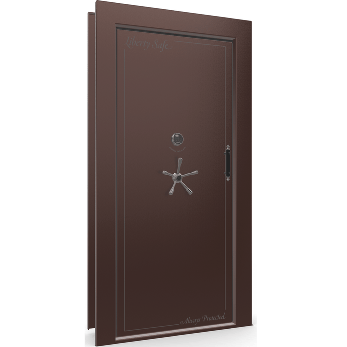 Vault Door Left Inswing | Burgundy | Black Electronic Lock | 81-85"(H) x 27-42"(W) x 7-10"(D)