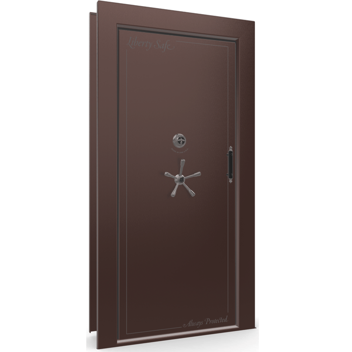 Vault Door Left Inswing | Burgundy | Black Mechanical Lock | 81-85"(H) x 27-42"(W) x 7-10"(D)
