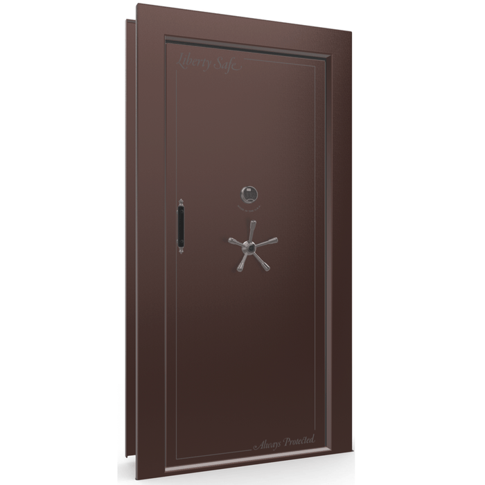 Vault Door Right Inswing | Burgundy | Black Electronic Lock | 81-85"(H) x 27-42"(W) x 7-10"(D)
