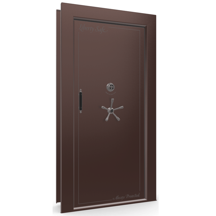 Vault Door Right Inswing | Burgundy | Black Mechanical Lock | 81-85"(H) x 27-42"(W) x 7-10"(D)