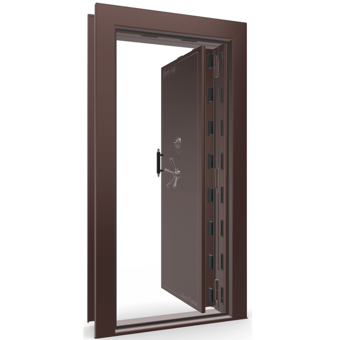 Vault Door Right Inswing | Burgundy | Black Mechanical Lock | 81-85"(H) x 27-42"(W) x 7-10"(D)