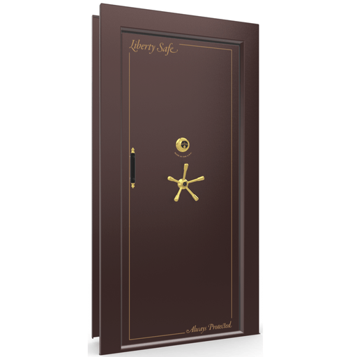Vault Door Right Inswing | Burgundy Gloss | Brass Mechanical Lock | 81-85"(H) x 27-42"(W) x 7-10"(D)