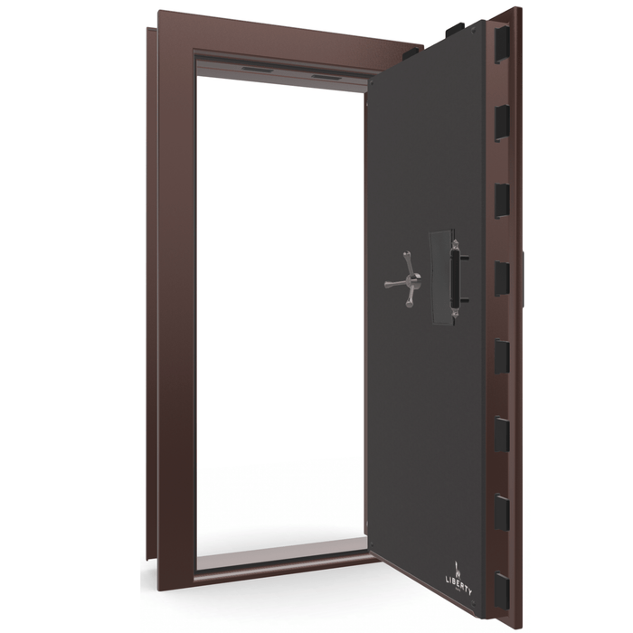 Vault Door Right Outswing | Burgundy | Black Electronic Lock | 81-85"(H) x 27-42"(W) x 7-10"(D)