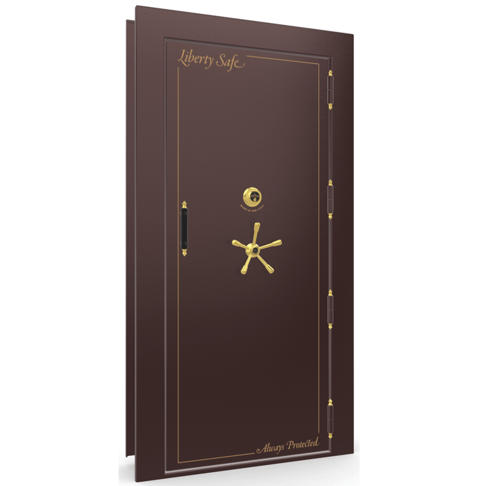 Vault Door Right Outswing | Burgundy Gloss | Brass Mechanical Lock | 81-85"(H) x 27-42"(W) x 7-10"(D)