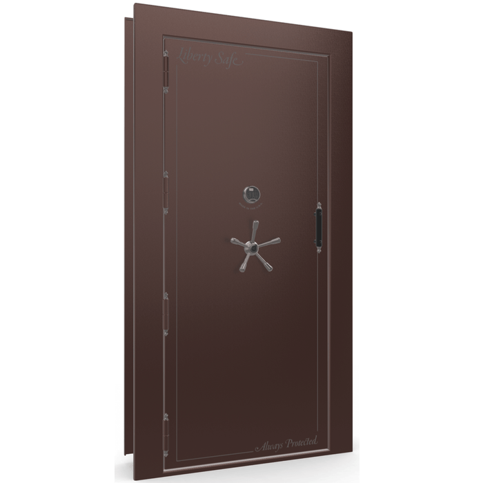 Vault Door Left Outswing | Burgundy | Black Electronic Lock | 81-85"(H) x 27-42"(W) x 7-10"(D)