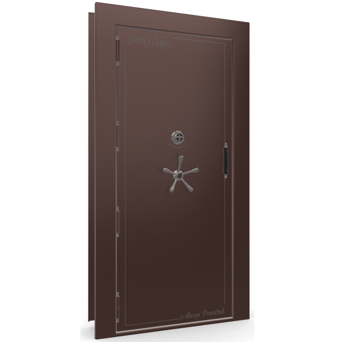 Vault Door Left Outswing | Burgundy | Black Mechanical Lock | 81-85"(H) x 27-42"(W) x 7-10"(D)