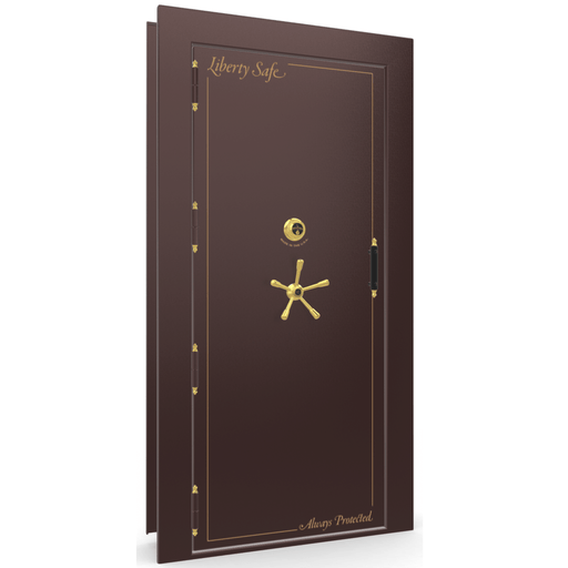 Vault Door Left Outswing | Burgundy Gloss | Brass Mechanical Lock | 81-85"(H) x 27-42"(W) x 7-10"(D)