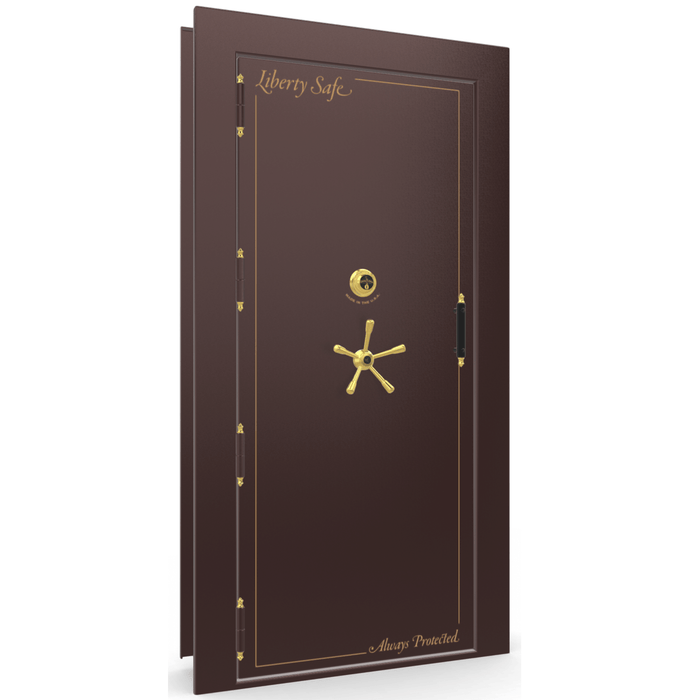 Vault Door Left Outswing | Burgundy Gloss | Brass Mechanical Lock | 81-85"(H) x 27-42"(W) x 7-10"(D)
