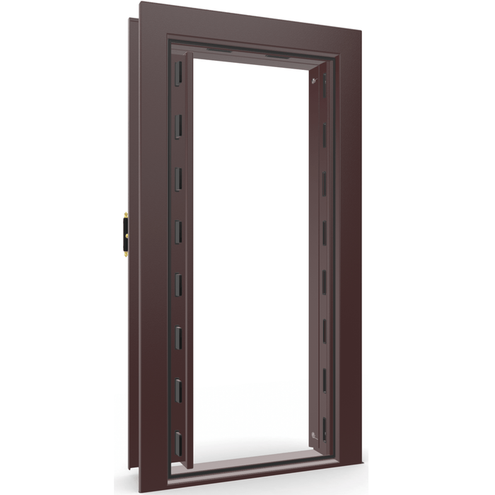 Vault Door Left Inswing | Burgundy | Black Electronic Lock | 81-85"(H) x 27-42"(W) x 7-10"(D)