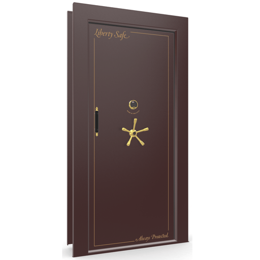 Vault Door Right Inswing | Burgundy | Brass Electronic Lock | 81-85"(H) x 27-42"(W) x 7-10"(D)