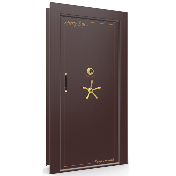Vault Door Right Inswing | Burgundy | Brass Mechanical Lock | 81-85"(H) x 27-42"(W) x 7-10"(D)
