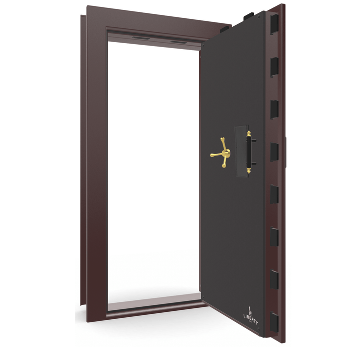 Vault Door Right Outswing | Burgundy | Brass Electronic Lock | 81-85"(H) x 27-42"(W) x 7-10"(D)