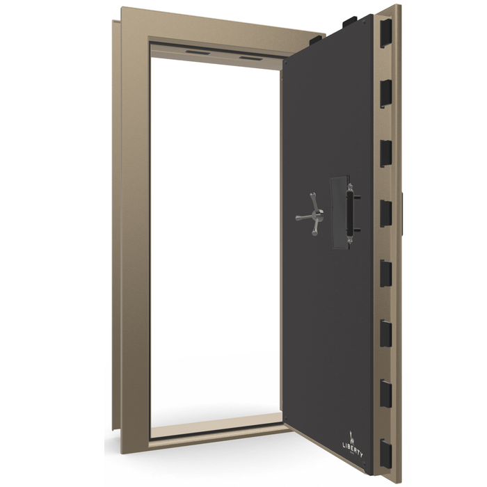 Vault Door Right Outswing | Champagne | Black Mechanical Lock | 81-85"(H) x 27-42"(W) x 7-10"(D)